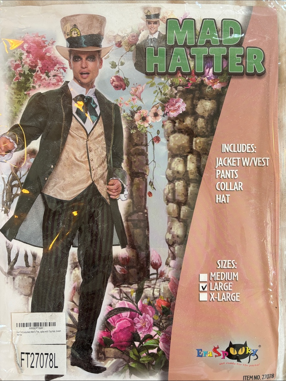 Mad Hatter Men's Costume Vest Set - Green & Tan